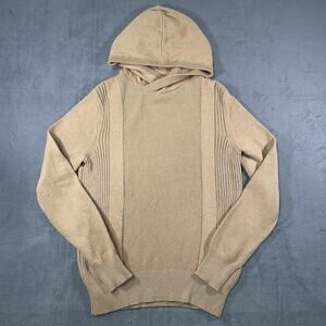 Sean John Sweater Men’s Size Small Camel Cotton Cable Knit Pullover Hooded
